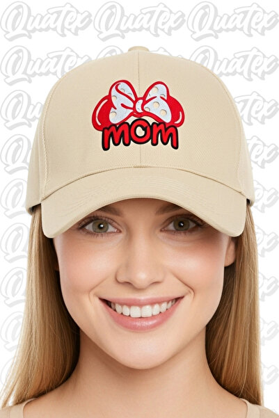 QUATEX Κεντητό καπέλο Mickey Mom – Κρέμα 100% βαμβακερό μοντέλο Unisex Gabardine