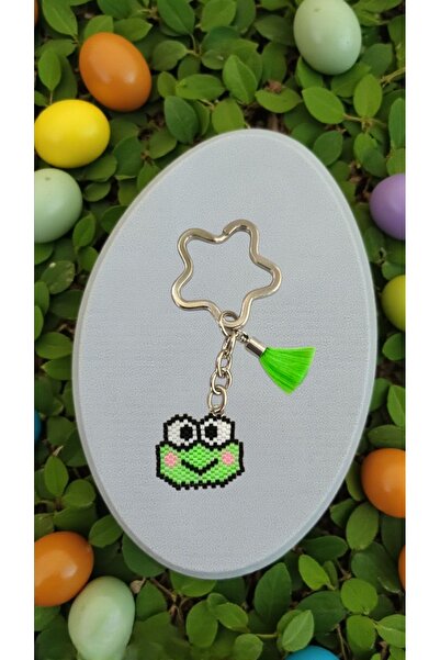 SEARD سلسلة مفاتيح/زينة حقيبة مصنوعة يدويًا من خرز ميوكي على شكل ضفدع