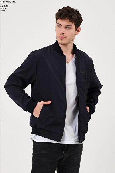 PIQUE Men's Navy Blue Ribbed Coat Sina23