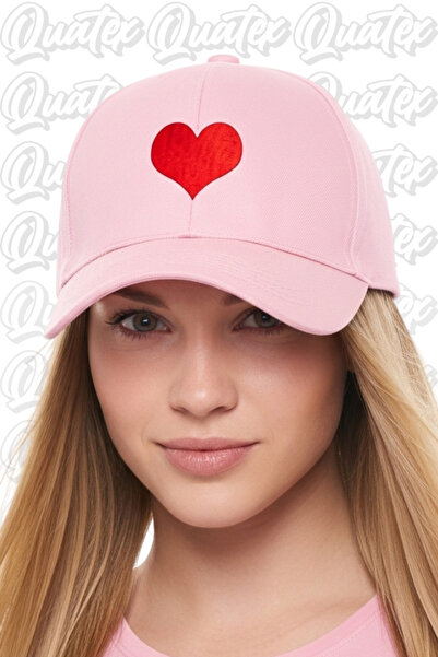 QUATEX Καρδιά Κεντητό Καπέλο – Ροζ 100% Βαμβάκι Gabardine Unisex Μοντέλο
