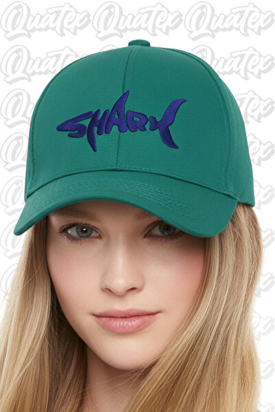 QUATEX Shark Embroidered Hat – Green 100% Cotton Gabardine Unisex Model