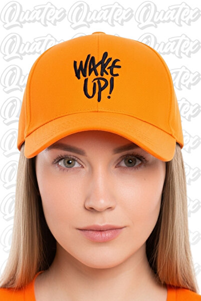 QUATEX Wake up Embroidered Hat – Orange 100% Cotton Gabardine Unisex Model