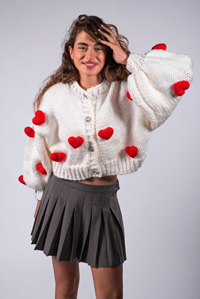HEYAYS Love Hand Knitted Heart Cardigan