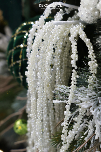 Dekorsende Χριστουγεννιάτικο Στολίδι Μίνι Πέρλα Κρεμαστό Φωτιστικό Λευκό 110 εκ.