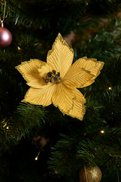 DODOMAR زينة عيد الميلاد على شكل غصن صنوبر وزهرة الأتاتورك (25 سم) - زخرفة ذه...