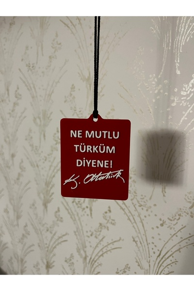 SERÜVENTR As if I Were the Happiest Turk! - Ataturk Signature - Double-Sided - Rearview Mirror Ornament - Scratch-Resistant Glass