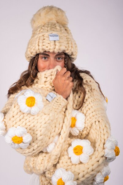 HEYAYS El Örgüsü Ponponlu Kalın Bere