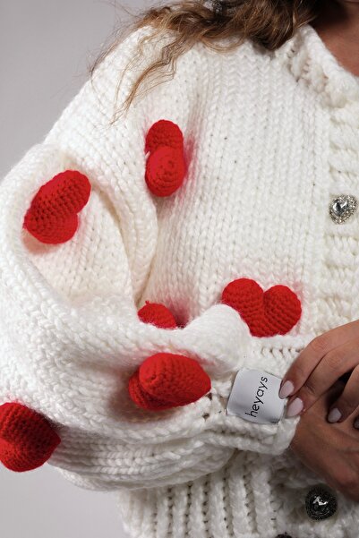 HEYAYS Love Hand Knitted Heart Cardigan