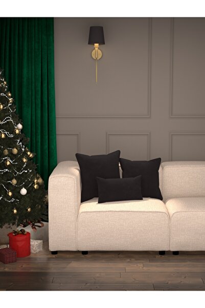 Demor Home Yılbaşı Konseptli Soft Series Panter Siyahı Kırlent, Yastık Kılıfı