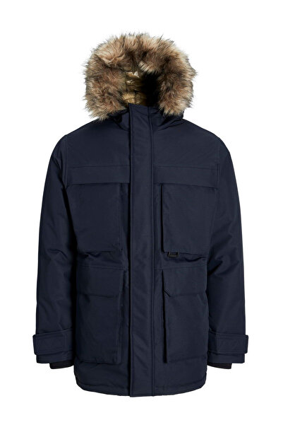 Jack & Jones Men's Wind Resistant Faux Fur Hooded Parka - Star