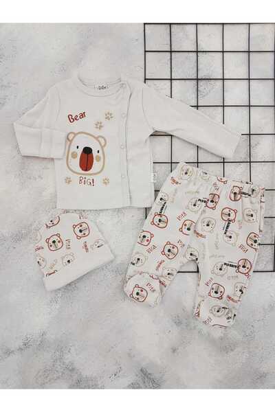 BEBEMER Nazar 061 Big Bear Printed Zibin Set Gray