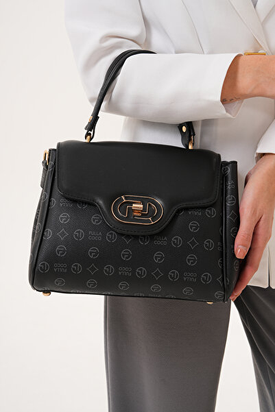 Morpelikan Geantă de umăr de mână pentru femei Black Monogram - Cu patru comp...