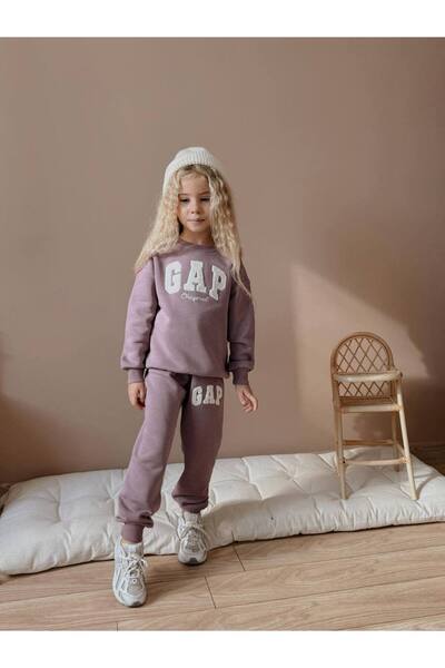 MİLAYS LİFE HOME COLLECTİON Κοριτσίστικο σετ χειμερινής φόρμας 3 κλωστών 100% βαμβακερό χοντρό βαμβακερό χρωματιστό