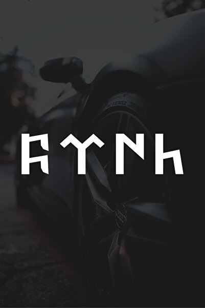 Quart Aksesuar 20 Cm Beyaz Göktürkçe Türk Sticker, Araba Sticker, Oto Sticker