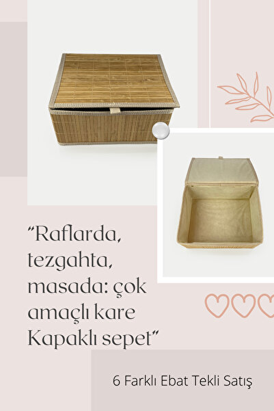 sever ithalat Minimalist Design - Natural Bamboo Square Storage Basket, Fashionable and Convenient with Braided Edges