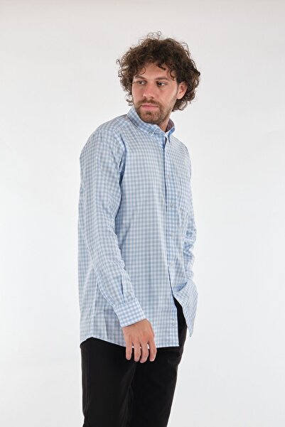 GALLİNİ WORLLD Gallini World Мінімалістична чоловіча сорочка в клітинку - довгий рукав, повсякденна