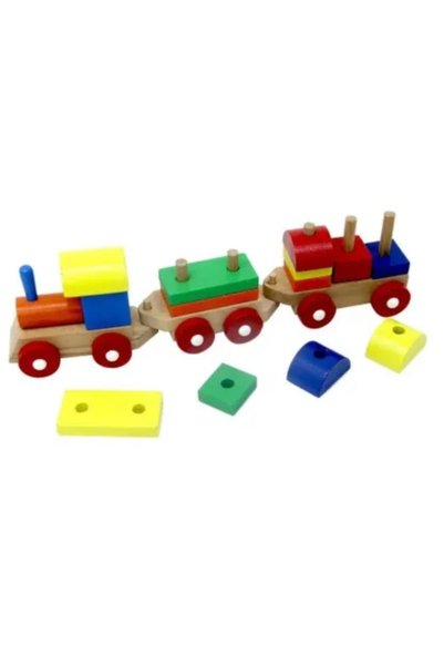 Toy Oyuncak Okul Öncesi Wooden Toy Train Puzzle Geometric Shaped Colorful Grasping Toy