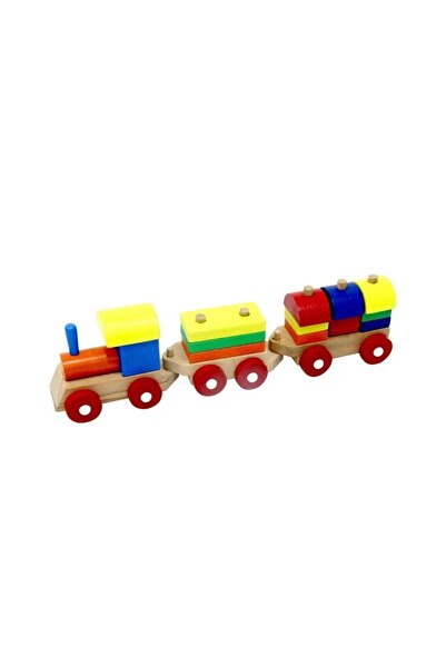 Toy Oyuncak Okul Öncesi Wooden Toy Train Puzzle Geometric Shaped Colorful Gra...