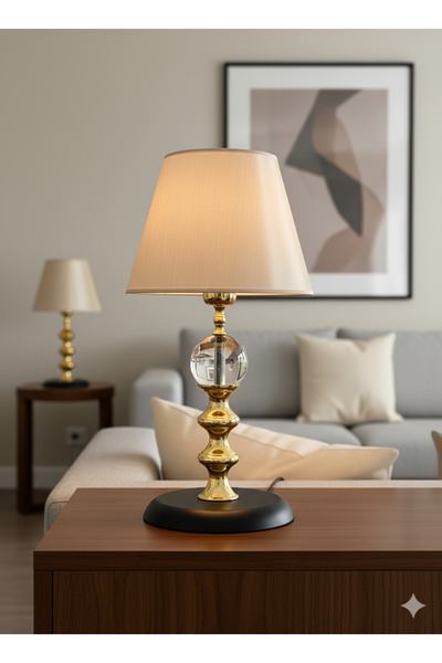asellus Aurora Series Luxury Modern Lampshade – Crystal Table Lamp with Gold Detail
