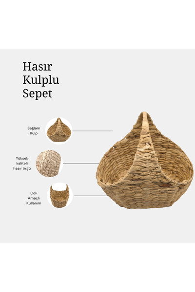 CasaLinda سلة كبيرة بمقبض من الخيزران الطبيعي الريفي |   سلة تنظيم وعرض ديكورية