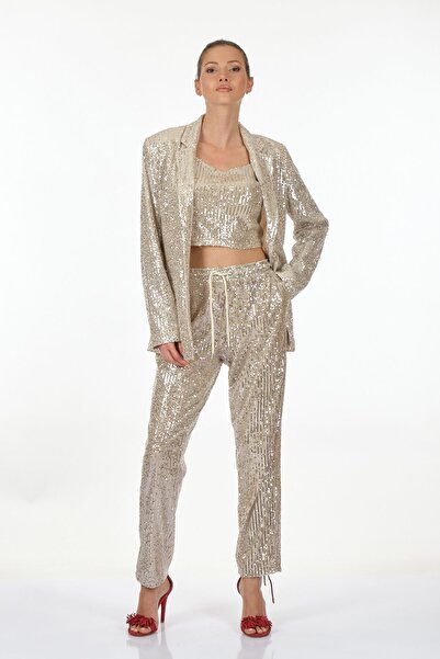 Ysatis Γυναικείο μπουφάν με παγιέτες χρυσό 23231000122