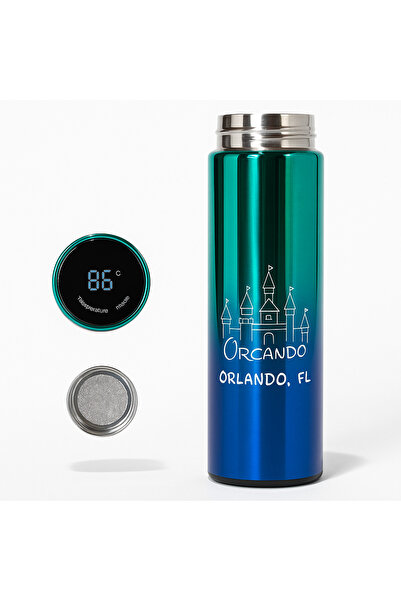 Generic OGS thermal mug with digital lid displaying temperature, stainless steel, 24-hour cold and 12-hour hot insulation, 500ml capacity, practical