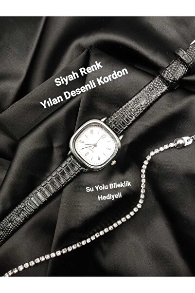 Brality ساعة يد نسائية كلاسيكية بتصميم عتيق... هيكل فضي... سوار أسود مع هدية ...