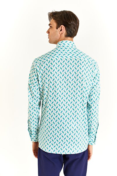 U.S. Polo Assn. Ανδρικό πουκάμισο με γεωμετρικό σχέδιο μακρυμάνικο - μινιμαλιστικό