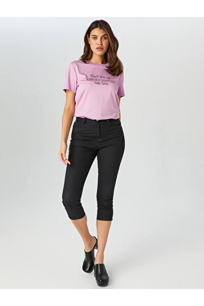 Faik Sönmez Women's Slim Fit Coton Piece Dye Capri 25Yb00078-1