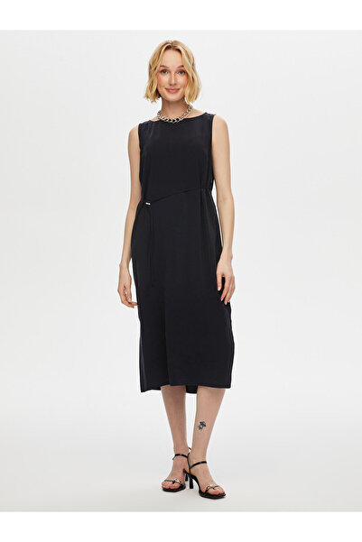 Faik Sönmez Kadın Yanları Yırtmaçlı Kolsuz Modallı Elbise 25YUS25ELB041