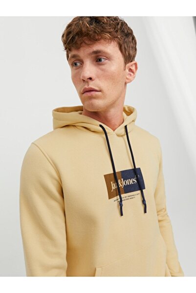 Jack & Jones Ανδρικό φούτερ με κουκούλα κίτρινο 12242197_JORDALSTON BRANDING SWEAT
