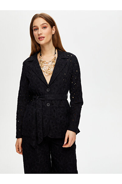 Faik Sönmez Kadın Brode Nakışlı Kemerli Ceket 25YUS25CKT028