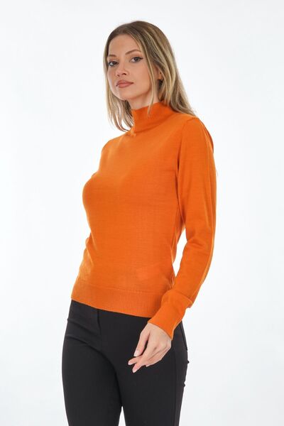 Perspective Turtleneck Orange Women's Sweater24080710