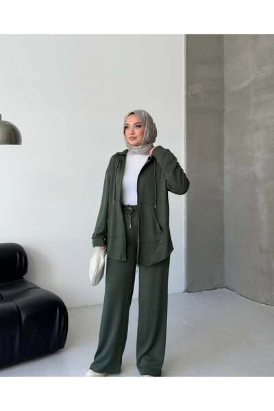 Tarzımızbir Metal Zipper Modal Fabric Top and Bottom Hijab Set
