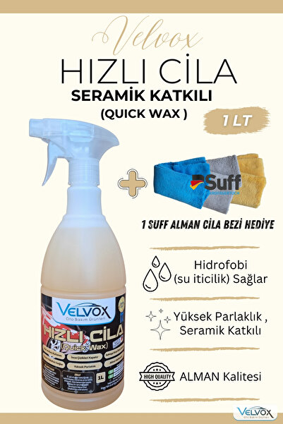 VELVOX Seramik Katkılı Hızlı Cila 1L + Cila Bezi Hediye, Yüksek Parlaklık, Su...