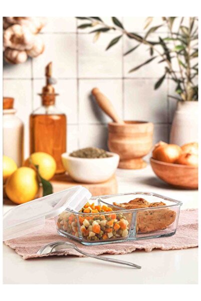 LAV Feyzade Fresco Set of 3 White Lids - 1700Cc 1120Cc 720Cc Ziplock Glass Storage Container