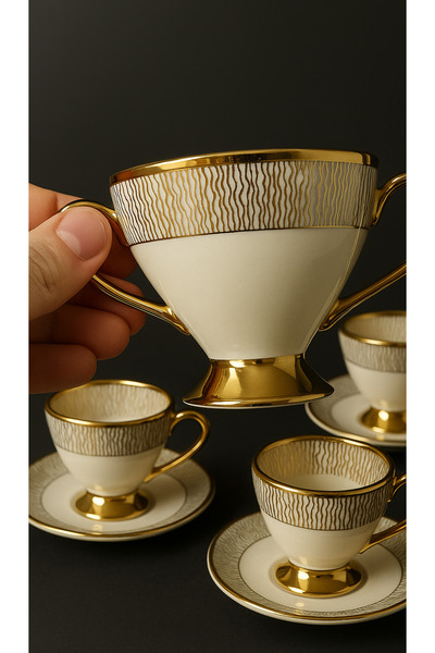 Paçi Embossed Modern 6-Person Coffee Cup Set