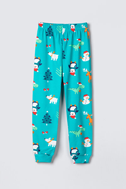 Krazber Christmas Themed Unisex Children's Pajamas Set - Turquoise