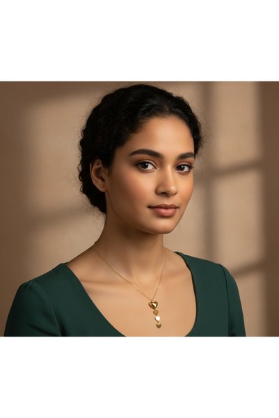 BANEDETTA Gold Color New Season Small Y Model Trend 4 Heart Necklace