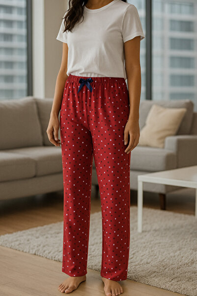 Made By me Plus Size Red Star Pattern Soft Pajama Bottoms