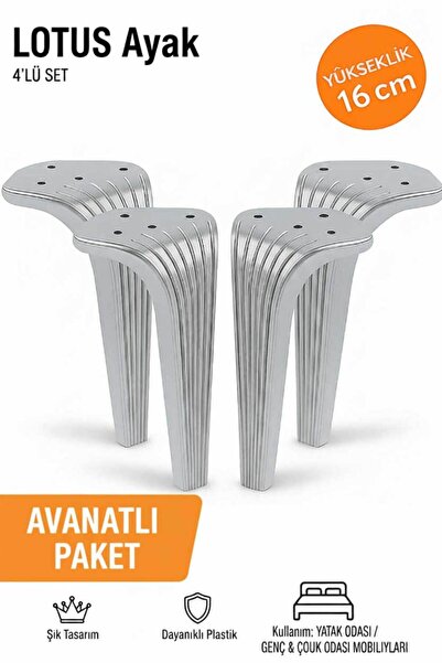 İMT AKSESUAR Lotus 16 cm Krom (4 Adet)Koltuk Yatak Odası Tv Ünitesi Konsol ve...