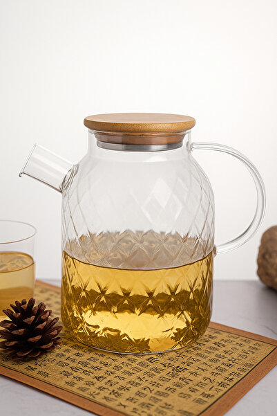 ERKUGO إبريق شاي زجاجي من الخيزران والبورسليكات المقاوم للحرارة - مع مصفاة (1...