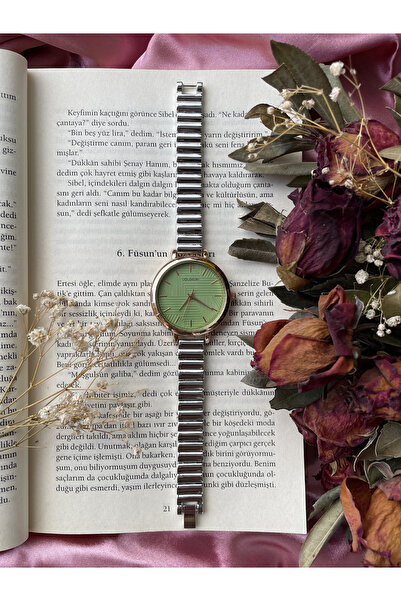 Parlé Bien Kadın Gümüş Yeşil Kadran Çelik Kol Saati