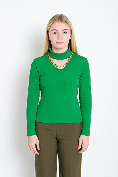 ribana Women's Winter Half-Fisherman Collar Knitted Wrap-Around Sweater with Open Neckline and Fitted Fit Badi K