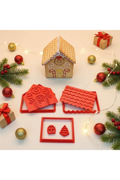 Maflen Yılbaşı Yeni Yıl Noel Kurabiye Evi Gingerbread House Kolay Yapım Kurabiye Kalıbı Seti Ve Glazür 100g