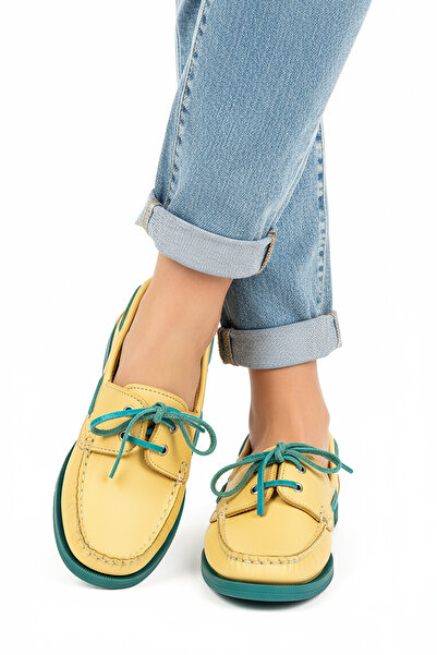 VİVENS MODA Kadın Bağcık Detaylı Hakiki Deri Loafer Ayakkabı
