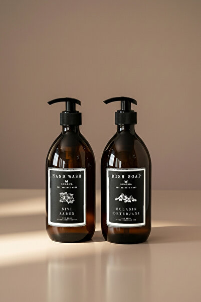 KHAKMA Set de 2 dozatoare – Sticle de săpun lichid și detergent pentru vase de 500 ml - SS-HD