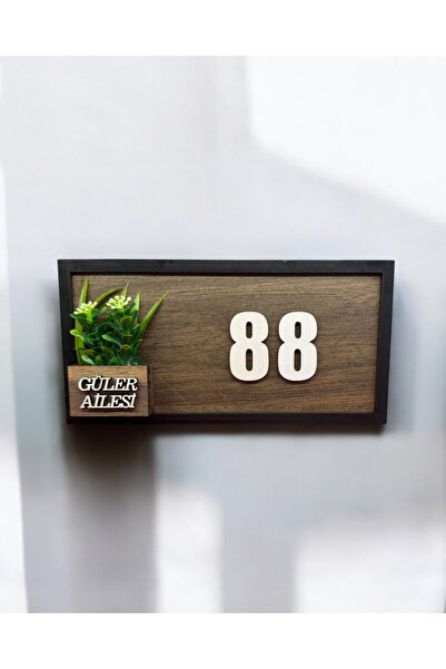 Güler Kaligrafi KİŞİYE ÖZEL ÇİÇEKLİ AHŞAP KAPI NUMARASI KAPI SÜSÜ