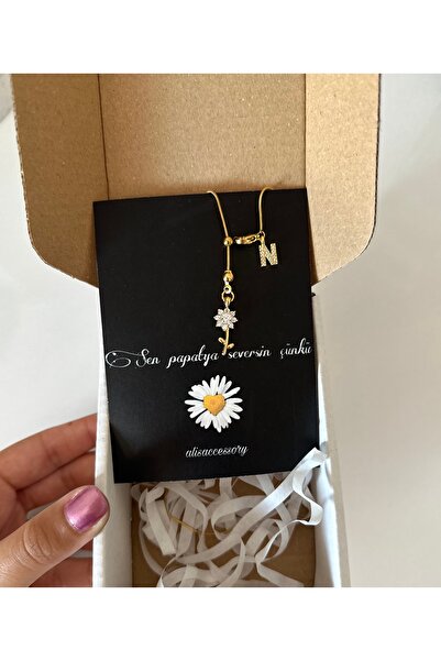 Alis Accessory Özel kartlı papatya kolye