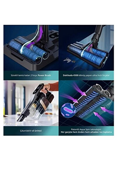 Philips AquaTrio 9000 Series, Yüksek Vakumlu Şarjlı Kablosuz (Islak ve Kuru V...